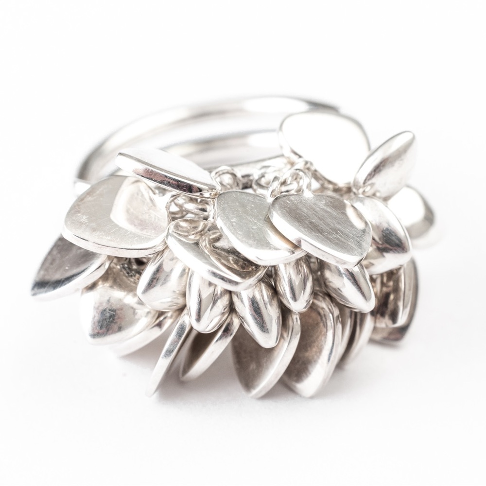 Vintage statement ring heart cluster sterling silver 8 - Picture 12 of 16